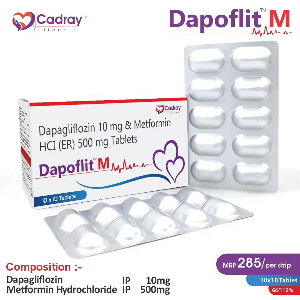 Dapagliflozin 10mg + Metformin 500mg Tablet | Antidiabetic Medicine | Best Price for PCD Pharma Franchise in Pune